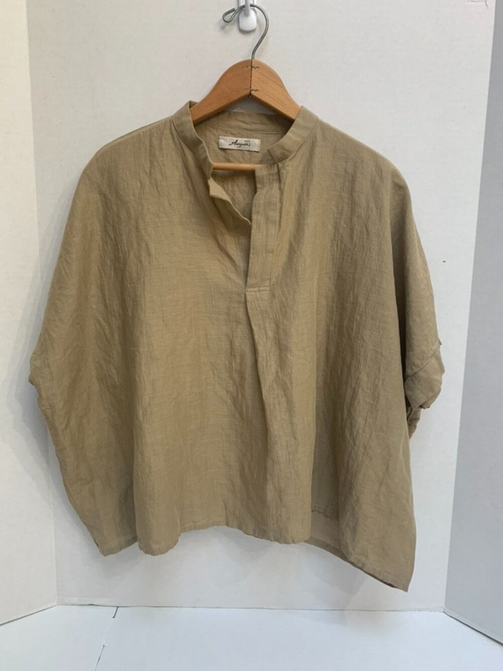 Relaxed Linen Tunic Top in Beige